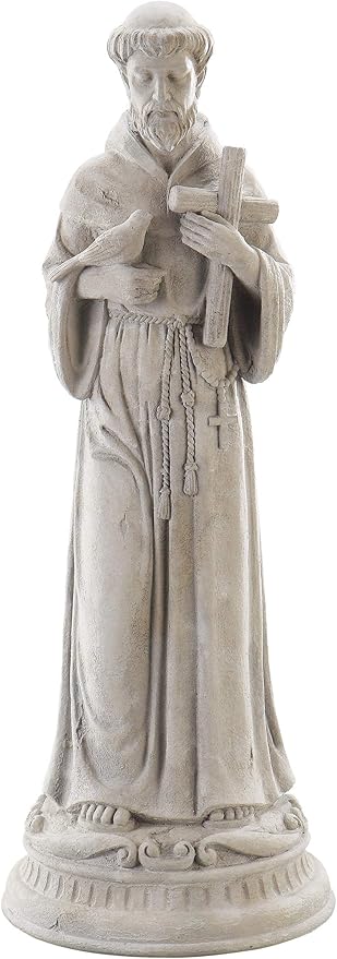Roman Exclusive St. Francis Garden Statue, 24-Inch, Made of Resin Stone