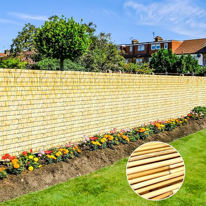 KOIUEYW Bamboo Reed Fencing, Natural Bamboo Fence Rolls 4 Feet High, Decorative Reed Screen Privacy Curtains for Patio Balcony Garden Backyard Outdoor, 4 x 10 FT