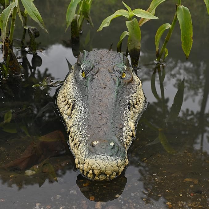 Floating Alligator Head Decoy, Pond Accessories Alligator Pool Float, Fake Gator Head, Duck Deterrents for Pool and Pond, Outdoor Pool Decor Crocodile Head for Decorations