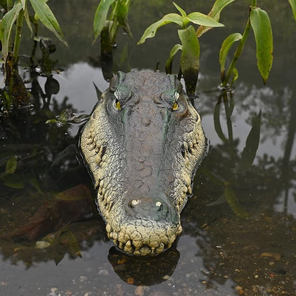 Floating Alligator Head Decoy, Pond Accessories Alligator Pool Float, Fake Gator Head, Duck Deterrents for Pool and Pond, Outdoor Pool Decor Crocodile Head for Decorations