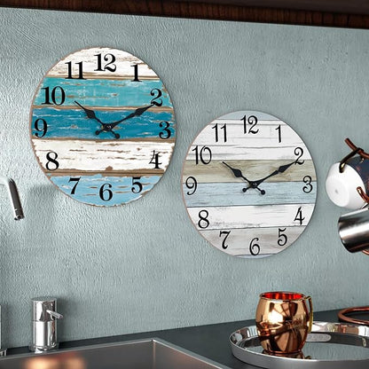 CHYLIN Nautical 14 Inch Wall Clock, Blue Ocean Theme, Silent Sweep Movement, Easy to Read, Good Gift