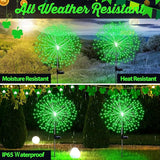 Tujoe 6 Pcs St. Patrick's Day Solar Firework Stake Lights 180 LED 8 Modes Waterproof LED Sparkler Lights Outdoor Decoration for Irish Garden Patio Yard Pathway Walkway Lawn, Green