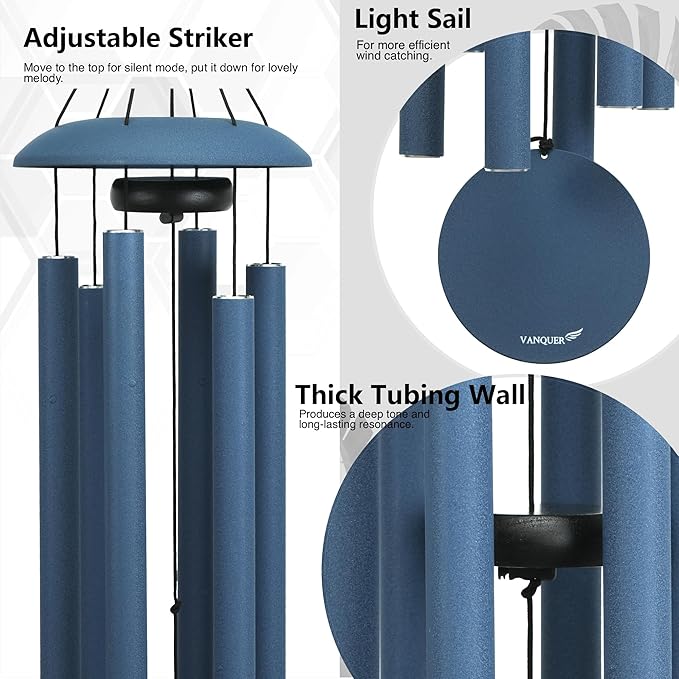 Wind Chimes for Outside Deep Tone - 38'' Wind Chimes Outdoor Clearance, Deep Tone, Windchimes Outdoors, Memorial Gift, Sympathy Gift, Garden Patio, Home Décor, Pacific Blue