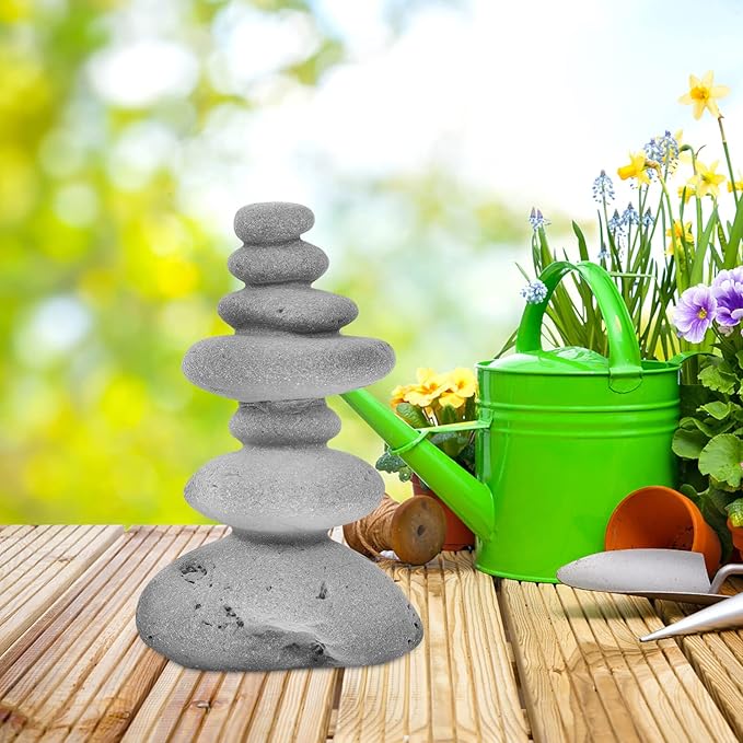 Happyyami Stacking Zen Stones Handmade Rocks Statues Japanese Garden Decor Office Relaxing Yoga Meditation Accessories Style L