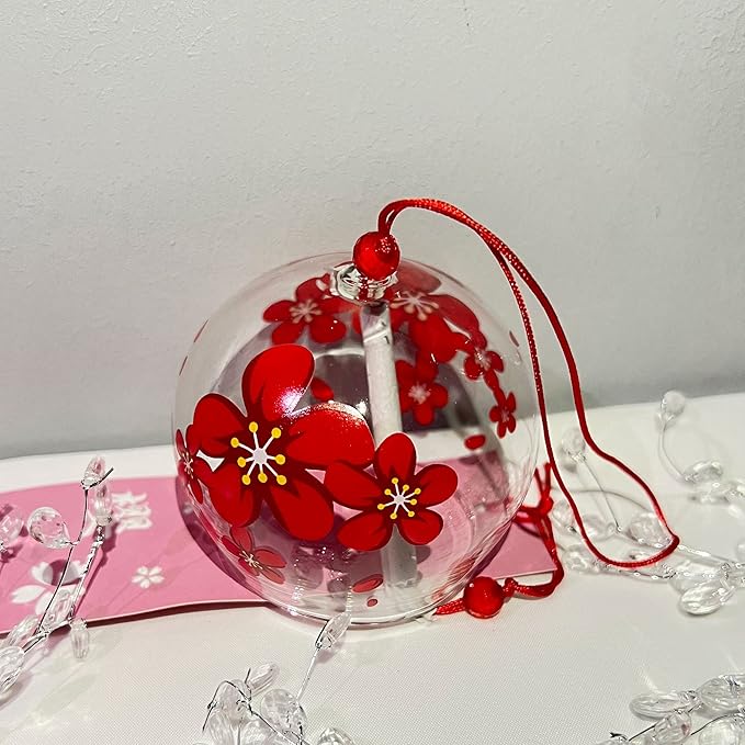 Japanese Wind Chimes Set of 2, Glass Wind Bells, Hanging Home Garden Wedding Indoor Outdoor Decoration