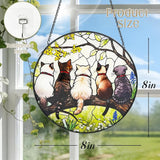 Stained Glass Suncatchers for Windows, 8 in Stained Glass Sun Catchers Indoor Window, Cat Suncatchers for Home Decor, Garden, Patio, Gift for Cat Lovers