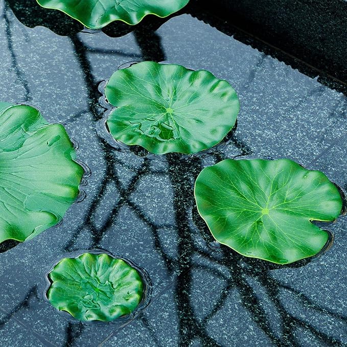 Floating Lily Pads for Ponds, 6Pcs Realistic Lily Pads Leaves Artificial Floating Foam Lotus Leaves Plastic Foam Water Lily Pads Foliage Pond Decor for Pond Pool Koi Fish Patio Aquarium