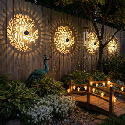 Gardsee Solar Fence Lights 6 Pack Solar Deck Lights Waterproof LED Solar Powered Step Light Wall Lights Outdoor Decorations Warm Yellow Light Decorative Lighting for Garden (Black 5)