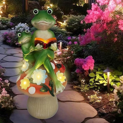 Frog Statues for Garden,Mushroom Frog Statue Solar Garden Statues with 5 LED Lights,for Lawn Patio Porch Yard Decor Gifts for Women/Mom/Grandma
