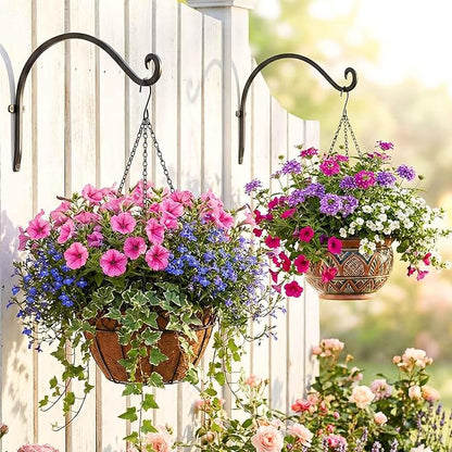 Lifyzoon Hanging Plant Brackets Outdoor: 2 Pack 12 Inch Metal Plant Hangers Wall Hooks - Can Hold 50 Lbs Heavy Duty Outdoor Hooks for Hanging Bird Feeders, Flower Baskets, Lanterns, Wind Chimes