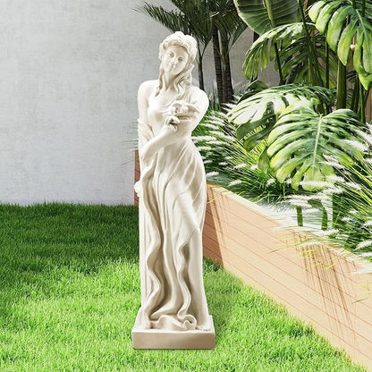 YOLENY 51'' Large Outdoor Garden Nymph Statue, Goddess of Spring Flowers, Roman Style Sculptures Decorations, Religious Garden Statue for Patio Lawns