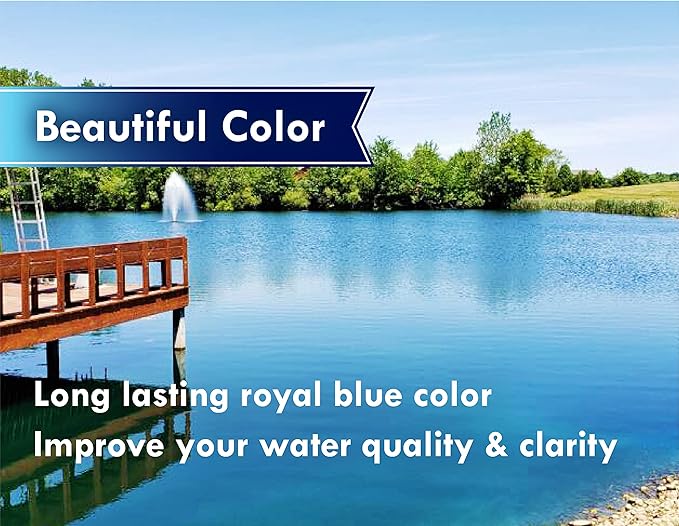 Blue Lake and Pond Dye - One Gallon of Professional Lake & Pond Dye - Treats Up to 1 Acre - Royal Blue Color - Safe for Fish, Wildlife, Pets & Children (Pack of 2)