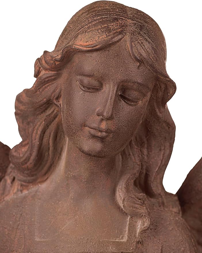 Kensington Hill Large Tall English Tudor Angel Garden Statue Sculpture Catholic Religious Holy Decor Outdoor Garden Front Porch Patio Yard Outside Home House Iron Rust Finish Resin 41 1/2" High