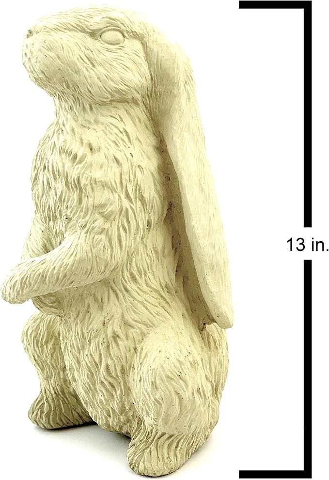 Vintage English Hare Statue: Solid Durable Stone with Aged Texture. Perfect for Home Decor & Sealed for Outdoor Use. Handcrafted USA. (Classic/White)
