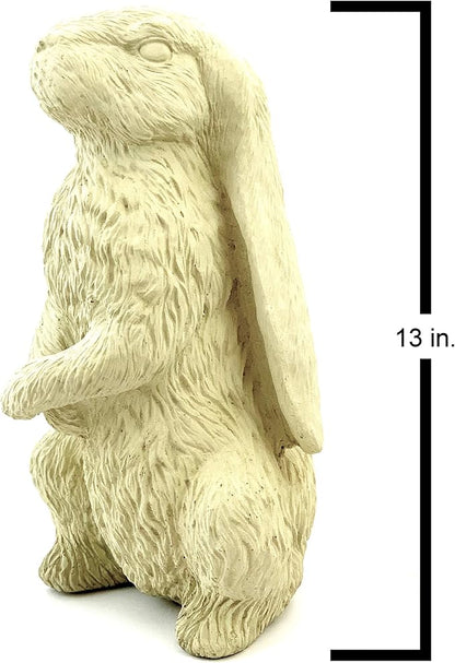 Vintage English Hare Statue: Solid Durable Stone with Aged Texture. Perfect for Home Decor & Sealed for Outdoor Use. Handcrafted USA. (Classic/White)