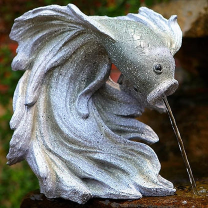 Goldfish Shape Pond spitters for Small Ponds, Fish Tank Automatic Circulation Water Landscaping Ornaments, Pool Fountains for Above Ground Pools, Garden Decor for Koi Pond(Gray,24 * 17 * 27cm)