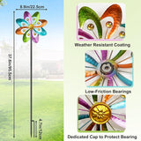 Metal Wind Spinners Outdoor, 360° Wind Sculpture Spinner with Metal Stake, Waterproof Spinners Green Kinetic Wind Spinner for Yard Lawn Decor (A- Colourful 1PC)