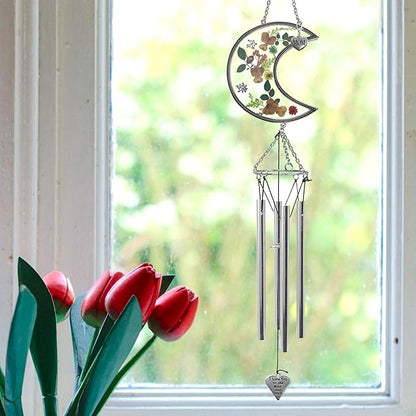 Mom Wind Chimes with Pressed Flowers - Colorful Floral Hanging Chime for Mom - Mother’s Day, Birthday for Mother - Decorative 20 Inch Outdoor or Indoor Mom Gift