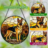Stained Glass Suncatcher German Shepherd Among Sunflowers Handmade Window Hangings Colored Glass Suncatcher for Indoor Garden Christmas Home Decor Gift for Pet Dog Lover Memorial (6.3in)