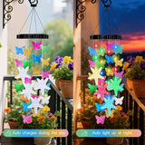 Solar Wind Chimes for Outside, Solar Powered LED Wind Chime with Butterfly, Waterproof Outdoor Decorative Wind Chime with 2 Light Modes for Patio, Garden, Yard, Porch, Gift for Grandma Mom Women Grils