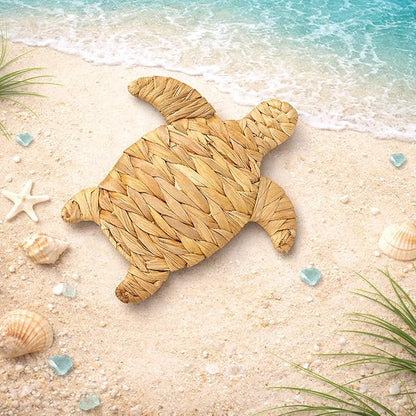 Lwoymucg Handmade Sea Turtle Beach Theme Decor, Turtle Wall Decor Hanging Coastal Nautical Ocean Sculpture for Boho House Bathroom Bedroom Indoor Outdoor Wall and Table Art Ornament (1 Pcs)