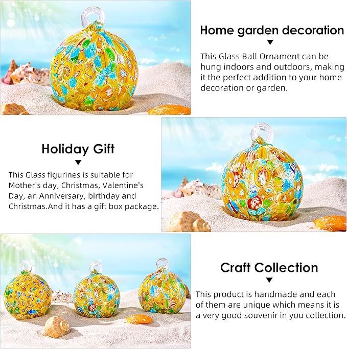 Hand Blown Glass Witch Ball,Glass Ornament Hanging Garden Gazing Ball Indoor Outdoor Home Décor. (5)