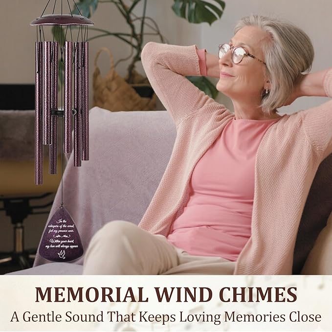 Memorial Wind Chimes for Loss of Loved One, 33.5 Inch Wind Chimes for Outside, Windchimes in Memory of a Loved One, Sympathy Wind Chimes, Bereavement Remembrance Funeral Gift