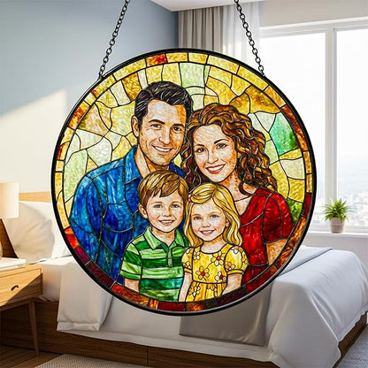 Personalized Grandma Stained Glass Sun Catcher, Custom Photo Window Hanging, Personalized Stained Glass, Gift for Grandma, Grandparents, Christmas, Birthday, Keepsake, Christmas Ornament, P1
