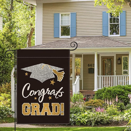 AVOIN colorlife Diploma Cap Congrats Grad Garden Flag 12x18 Inch Double Sided, Class Of 2026 Graduation Yard Outdoor Decoration