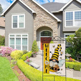 Welcome Spring Summer Bumble Bee Gnome Decorative House Flag, Honeycomb Daisy Flower Spring Garden Yard Outside Decorations, Farmhouse Outdoor Large Home Decor Double Sided 28 x 40