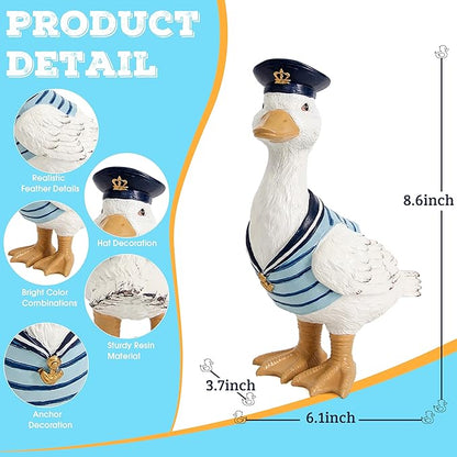 Leekung Duck Garden Decor Outdoor Porch Duck Statues Resin Sculptures Decorative Lawn Ornaments for Outside Garden Fence Patio Yard Animal Beach Nautical Decor Gardening Gifts for Women