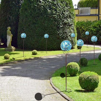 Solar Lights Outdoor Decorative, Solar Gazing Ball Mosaic Garden Stakes Decorative Waterproof Outdoor Lights for Pathway Yard Lawn Decoration (Green)