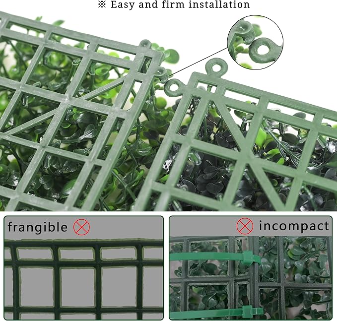 Bybeton Realistic Greenery Backdrop 20"x 20"(16Pcs), Boxwood Panels for Outdoor Privacy Fence & Wall Decor, UV-Protected Faux Plant Wall for Garden & Patio