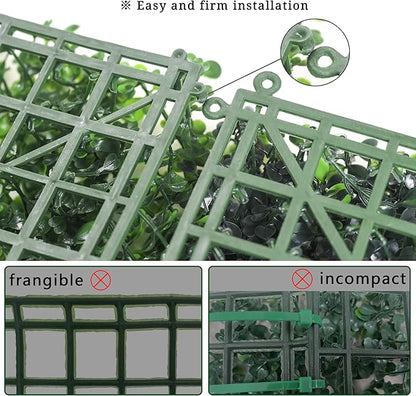 Bybeton Realistic Greenery Backdrop 20"x 20"(16Pcs), Boxwood Panels for Outdoor Privacy Fence & Wall Decor, UV-Protected Faux Plant Wall for Garden & Patio