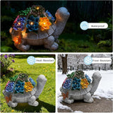 Solar Garden Outdoor Statues Turtle with Succulent and 7 LED Lights -Waterproof Animal Lawn Decor Statue for Patio, Balcony, Yard Ornament for Mom Grandma Women