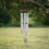 Woodstock Wind Chimes 26" Cardinal Garden Chime, Stained-Glass Acrylic Wind Catcher Chimes Silver Aluminum Tubes, Windchime for Outside Garden Decor, Outdoor Patio and Front Porch