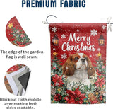 Christmas Cavalier King Charles Spaniel Garden Flag Merry Christmas Dog Yard Flag for Outside Xmas Flags 12x18 Double Sided Red Poinsettia Garden Flags Winter Porch Decorations Outdoor
