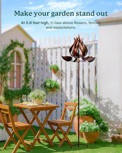 Wind Spinners Outdoor - Large Tulip Metal Wind Spinners with Stake, Garden Windmill Yard Spinner Lawn Decor (24" W x 75" H)