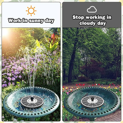 Yzert Solar Fountain White Flower, 3.5W Glass Bird Bath Fountains Solar Power No Battery with 4 Fixed Rods & 7 Nozzles, Solar Fountain Pump for Bird Bath, Pool, Garden, Outdoor, Pond