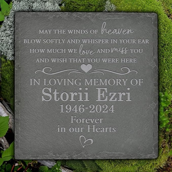 Personalized Memorial Stone Memorial Garden Stone - Sympathy Gifts for Loss of Dad, Mom or Loved One - Bereavement, Remembrance and Condolence Gift - Wish That You were Here Square