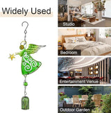 MrMrKura Metal Angel Wind Chime Hanging Decoration Ornament Bells Wing Angel Bell Decorative Hanging Bells, Gifts for Home Garden Decor Crafts (Green)