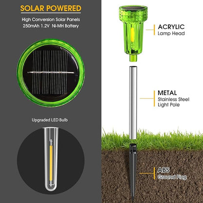 DERAYSION Solar Pathway Lights Outdoor,Green Solar Lights LED Waterproof Solar Lights Auto Dusk-to-Dawn for Yard, Path, Garden, Walkway, Landscape 8 Pack