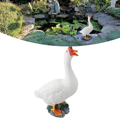 Garden Statues Goose Figurine Farm Animal Sculpture Lifelike Outdoor Statue for Pond Garden Decor Unique Design with Vibrant Colors Yard Ornaments Decor