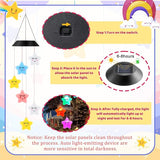 GlikCeil Star Solar Wind Chimes 27.5inch Outside Waterproof Hanging LED for Yard, Porch, Patio, Pajama Party, Color Changing Lights(Sleeping Star)