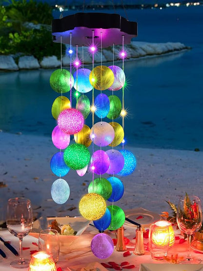 Zeiliuled Solar Wind Chimes for Outside, Pastel Shell Hanging Lights with 2 Modes, Solar Shells Light Gifts for Mom Grandma Girls, LED Outside Decorative Mobile Lights for Garden Yard Patio Decor