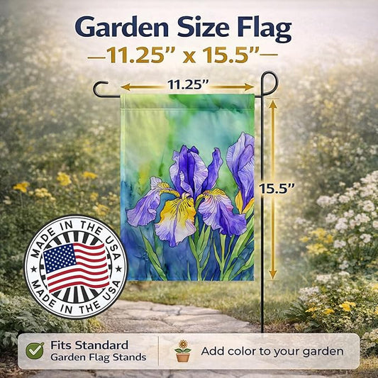 Caroline's Treasures Tennessee Iris in Watercolor Garden Flag Mailbox Flag Decorative Yard Flag Banner Outside Patio Artwork Yard Flower Beds, Garden Size, Multicolor