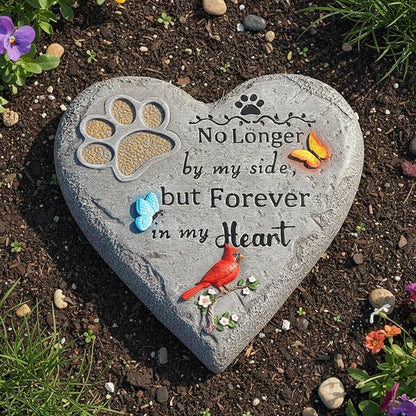 Dog Memorial Stone with Paw Print, Cardinal & Butterfly Pet Loss Sympathy Gift 10 inch, Pet Grave Markers Dog Bereavement Gifts Heart-Shaped Doggy Passing Away Gifts