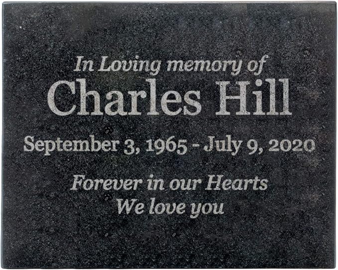 Customized In Loving Memory Black Granite Memorial or Sympathy Gift. Offered in a Variety of Sizes to Meet your Needs and Budget (8 x 10 x .4")