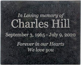 Customized In Loving Memory Black Granite Memorial or Sympathy Gift. Offered in a Variety of Sizes to Meet your Needs and Budget (8 x 10 x .4")