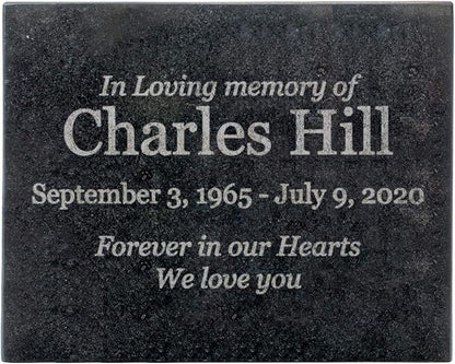 Customized In Loving Memory Black Granite Memorial or Sympathy Gift. Offered in a Variety of Sizes to Meet your Needs and Budget (8 x 10 x .4")